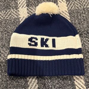 Minnow Navy and Cream Kids Ski Beanie